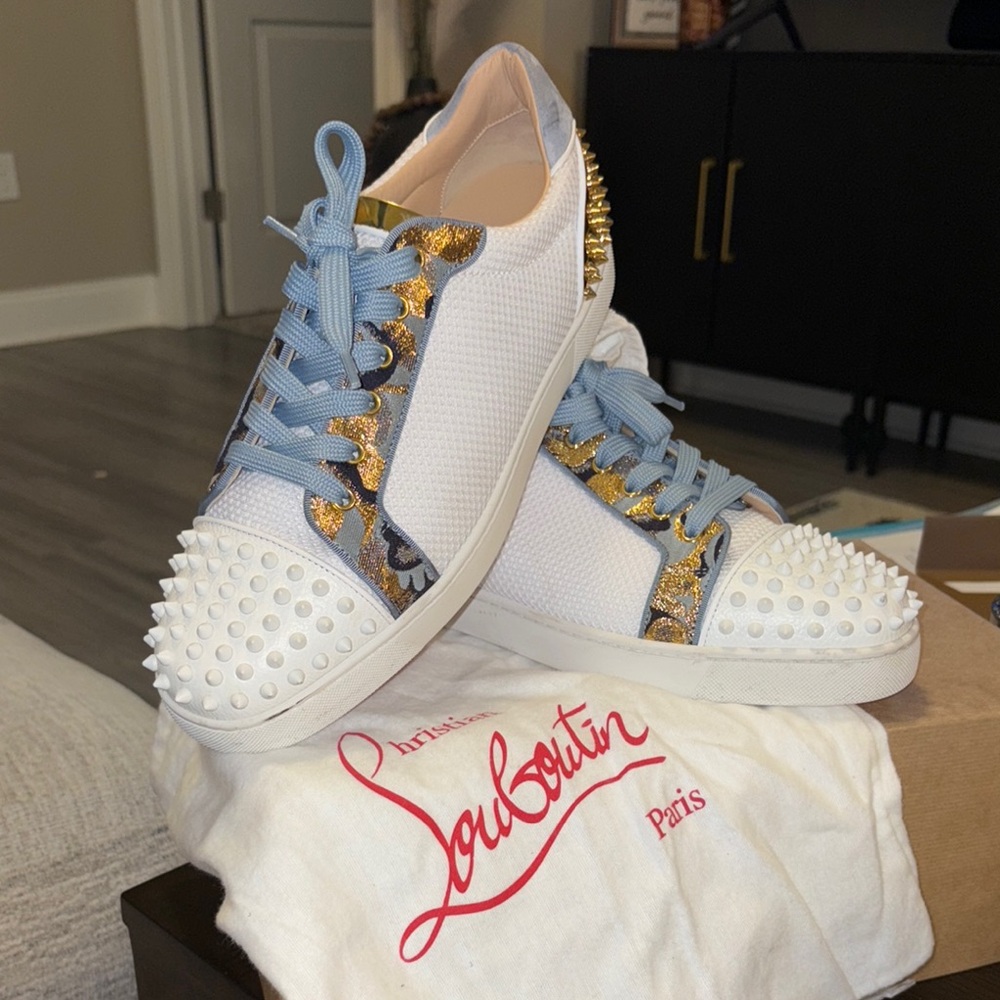 Christian Louboutin White and Gold Luxury Sneakers